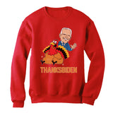 Thumbnail Thanksgiving Turkey Funny Joe Biden Thanksbiden Women Sweatshirt Red 1