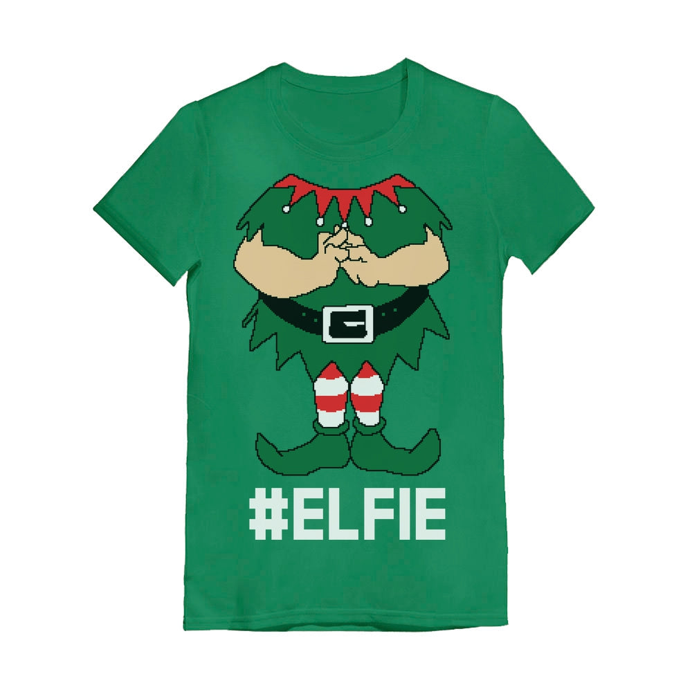 Elf Suit Funny Elfie Christmas Youth Kids Girls' Fitted T-Shirt - Green 3