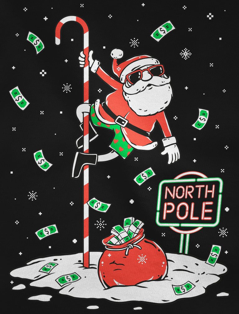 Santa North Pole Funny Ugly Christmas Women Tank Top - Black 3