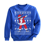 Thumbnail Dabbing Santa Funny Ugly Christmas Party Youth Sweatshirt Blue 3