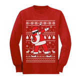 Thumbnail Dabbing Santa Funny Ugly Christmas Party Youth Long Sleeve T-Shirt Red 4