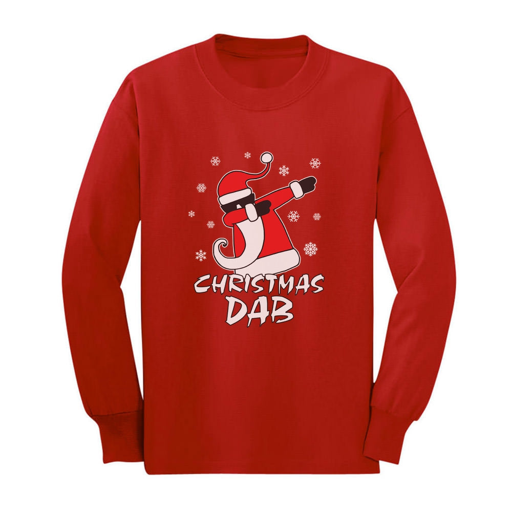 Dabbing Santa Christmas Dab Funny Xmas Youth Kids Long Sleeve T-Shirt - Red 3