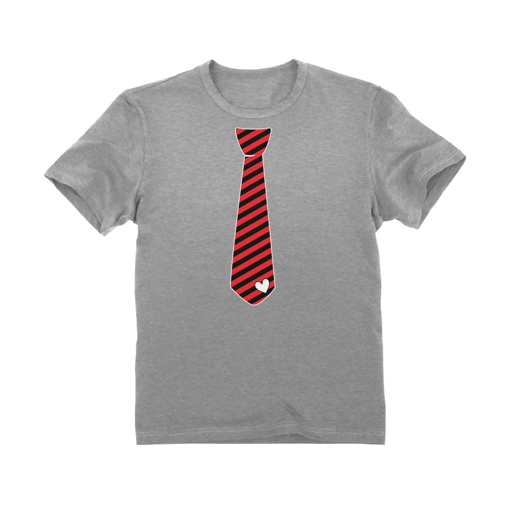 Red Stripes Heart Tie Love - Valentine's Day Toddler Kids T-Shirt - Gray 5