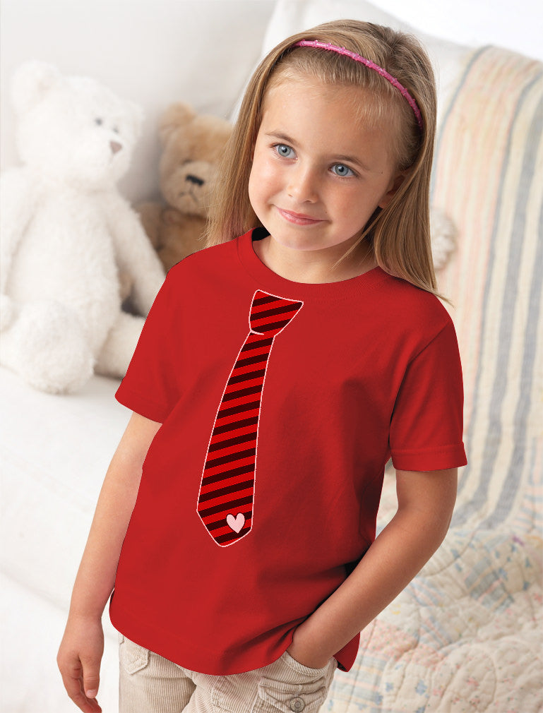 Red Stripes Heart Tie Love - Valentine's Day Toddler Kids T-Shirt - Gray 8