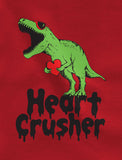 Thumbnail Heart Crusher T-Rex Love Valentine's Gift Youth Long Sleeve T-Shirt Red 2