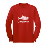 Thumbnail Love Bites Funny Shark Long Sleeve T-Shirt For Kids Red 2