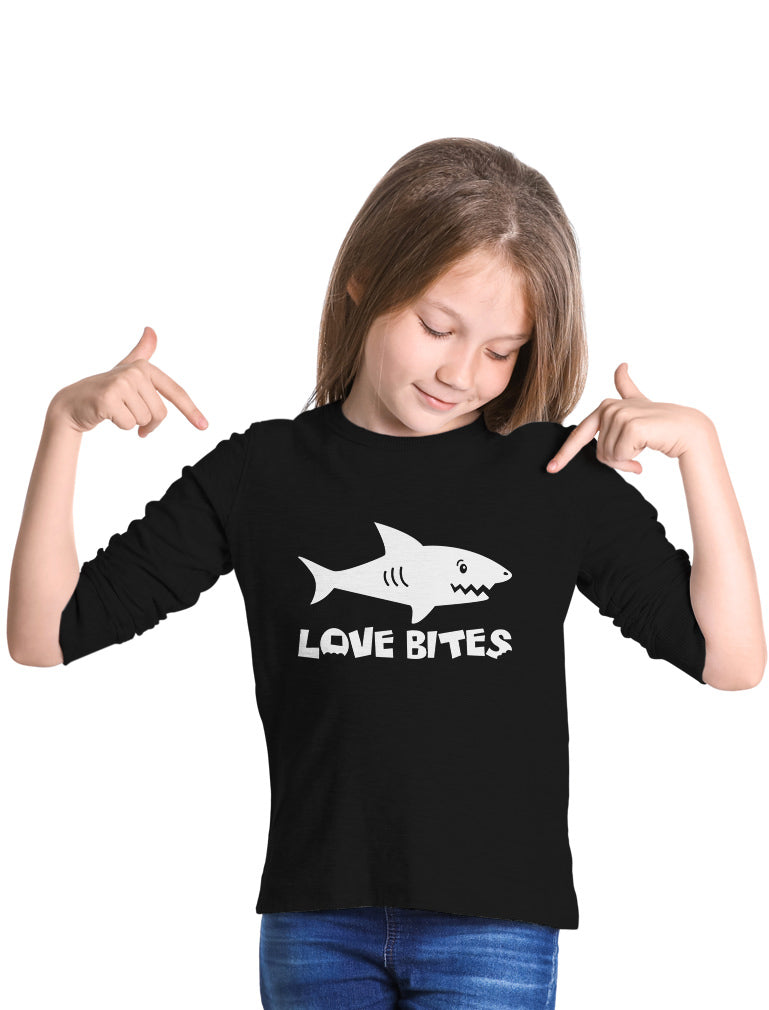 Love Bites Funny Shark Long Sleeve T-Shirt For Kids - Green 7
