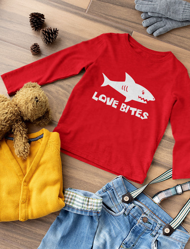 Love Bites Funny Shark Long Sleeve T-Shirt For Kids - Green 6