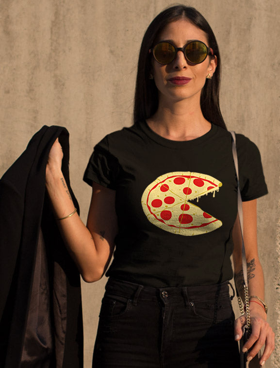 Pizza Pie & Slice Baby Bodysuit & Women's T-Shirt Matching Set Mom & Baby Set - Mom Black / Baby Black 6