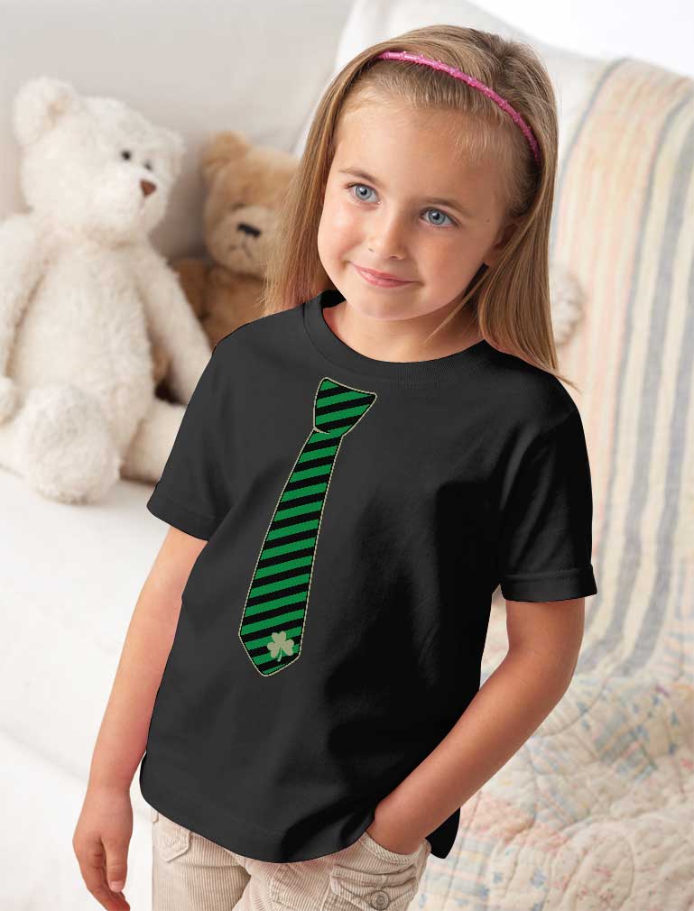 Irish Clover Striped Tie St Patrick's Day Toddler Kids T-Shirt - Orange 6