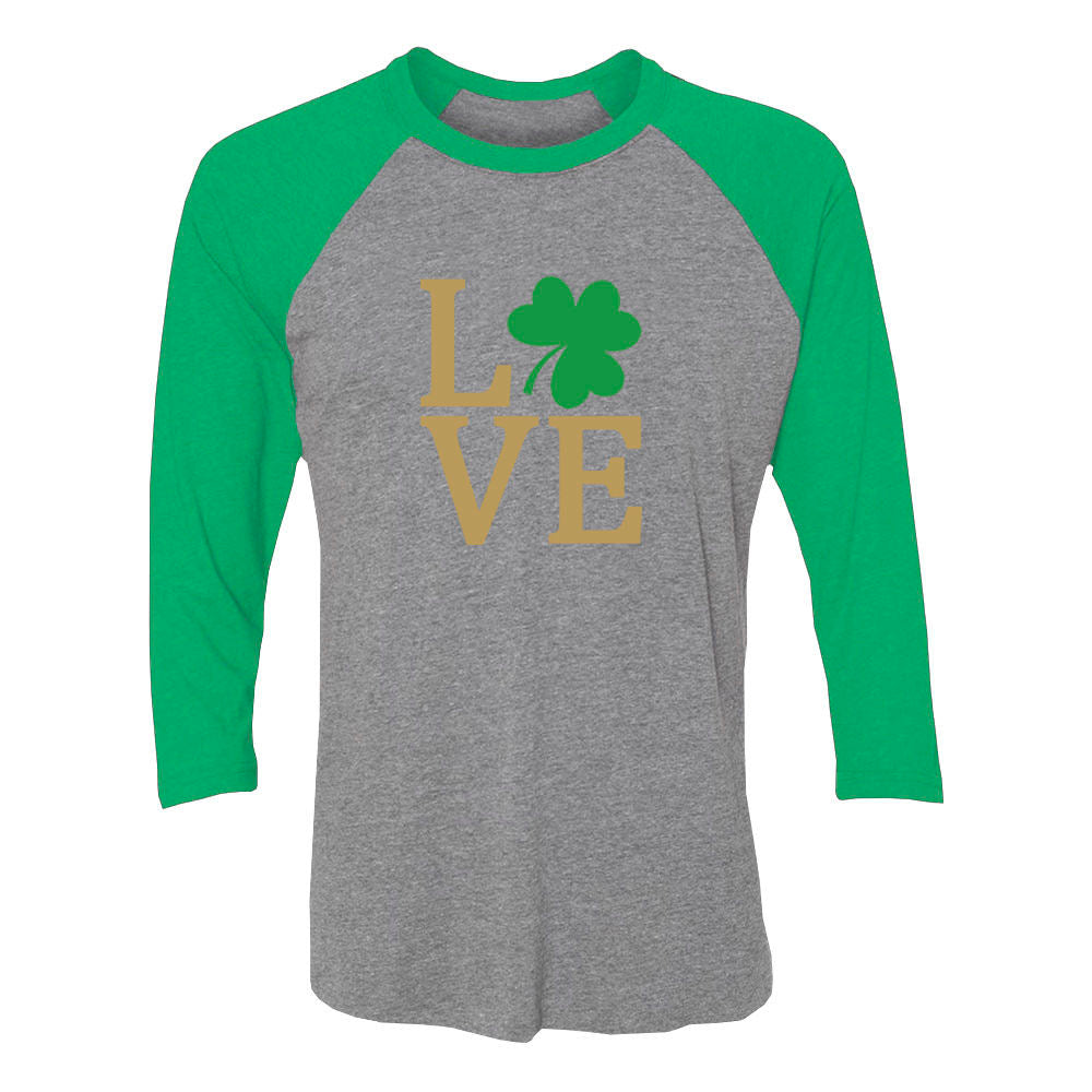 Irish Clover Love St. Patrick's Day 3/4 Women Sleeve Baseball Jersey Shirt - Green/Heather 4