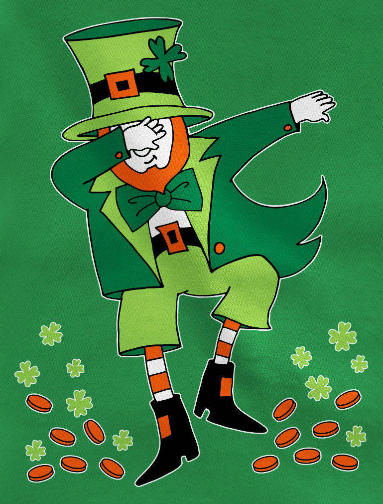 St. Patrick's Day Dabbing Leprechaun Youth Kids Long Sleeve T-Shirt - Green 3