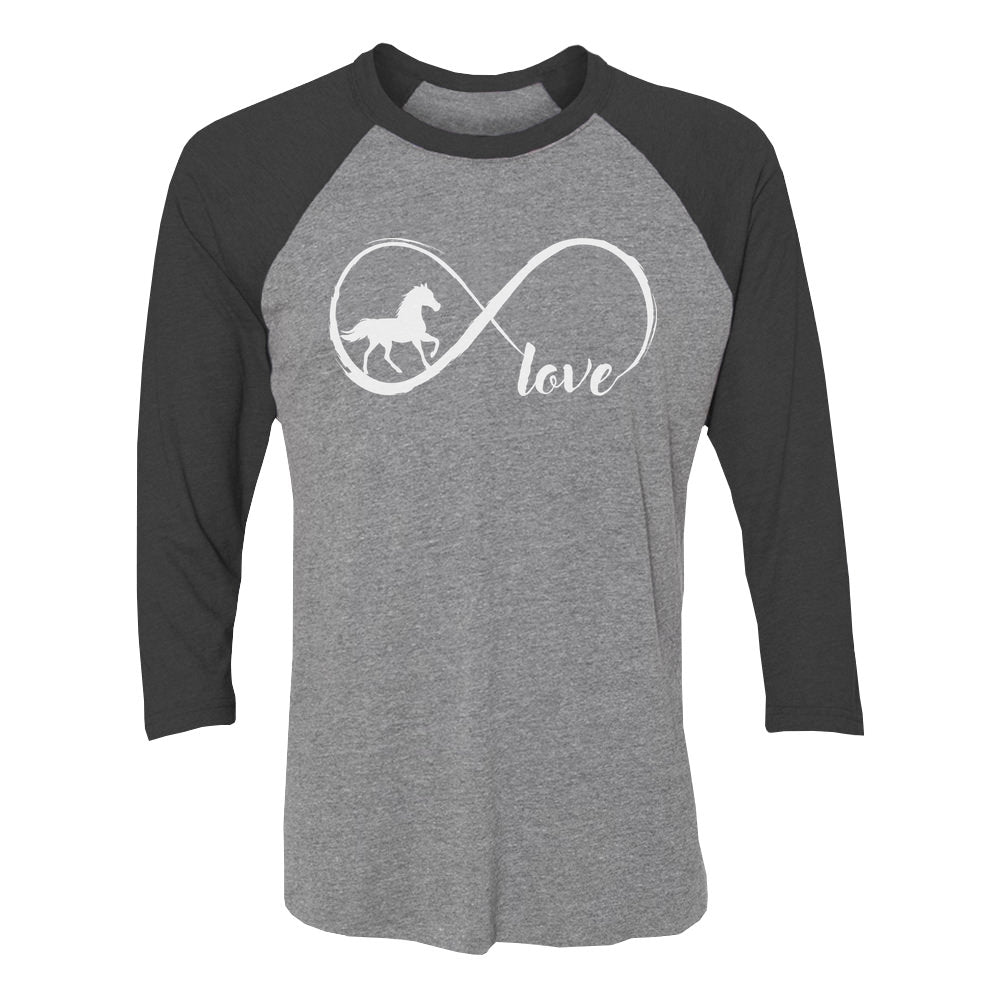 Horse Lover Gift Infinite Love 3/4 Women Sleeve Baseball Jersey Shirt 