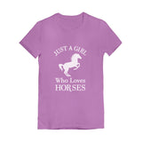 Thumbnail Just A Girl Who Love Horses Youth Kids Girls' Fitted T-Shirt Lavender 1
