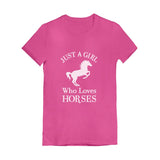Thumbnail Just A Girl Who Love Horses Youth Kids Girls' Fitted T-Shirt Wow pink 4