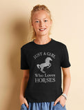 Thumbnail Just A Girl Who Love Horses Youth Kids T-Shirt California Blue 3