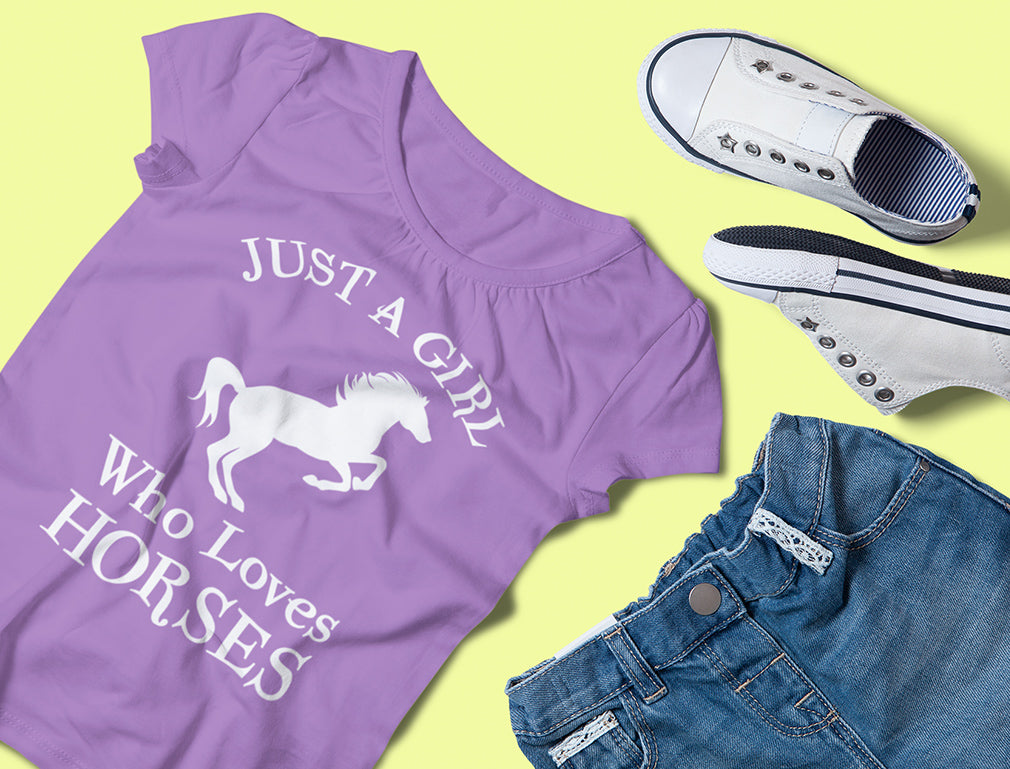 Just A Girl Who Love Horses Youth Kids Girls' Fitted T-Shirt - Wow pink 6