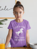 Thumbnail Just A Girl Who Love Horses Youth Kids Girls' Fitted T-Shirt Wow pink 5