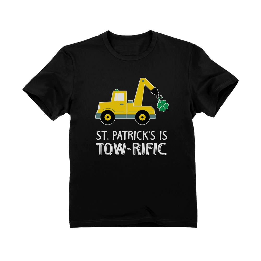 St. Patrick's Day Clover Tractor Toddler Kids T-Shirt - Black 2