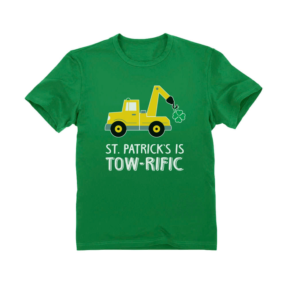 St. Patrick's Day Clover Tractor Toddler Kids T-Shirt - Green 1