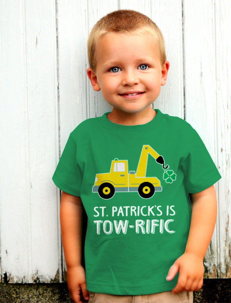 St. Patrick's Day Clover Tractor Toddler Kids T-Shirt - Gray 7