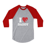 Thumbnail Fathers Day Gift Idea I Heart Love My Daddy 3/4 Sleeve Baseball Jersey Toddler Shirt Red 1