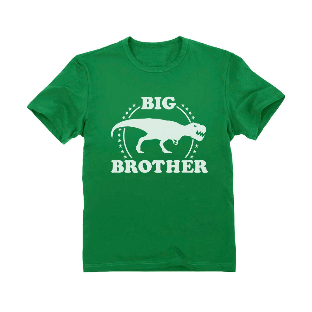 Trex Raptor Big Brother Gift Idea For Elder Sibling Youth Kids T-Shirt - Green 4