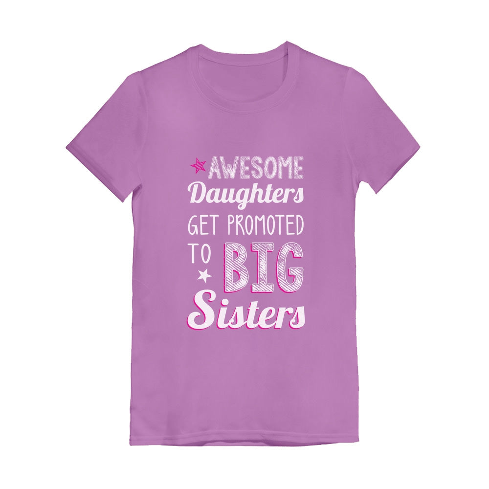 AWESOME Daughters To Big Sisters Youth Girls' Fitted T-Shirt - Lavender 2