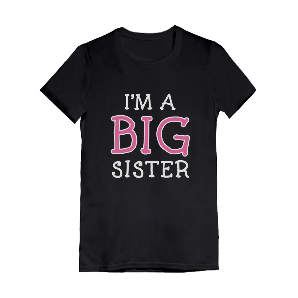 Elder Sibling Gift Idea - I'm The Big Sister - Cute Youth Kids Girls' Fitted T-Shirt - Black 2