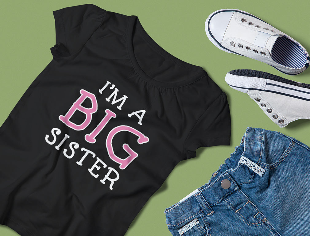 Elder Sibling Gift Idea - I'm The Big Sister - Cute Youth Kids Girls' Fitted T-Shirt - Lavender 8