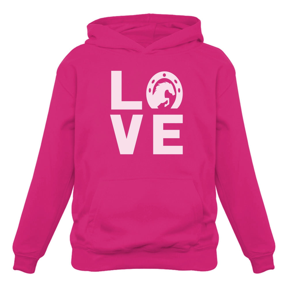 Animal Lover Rearing Horse - Love Horses - Horseshoe Women Hoodie - Pink 4