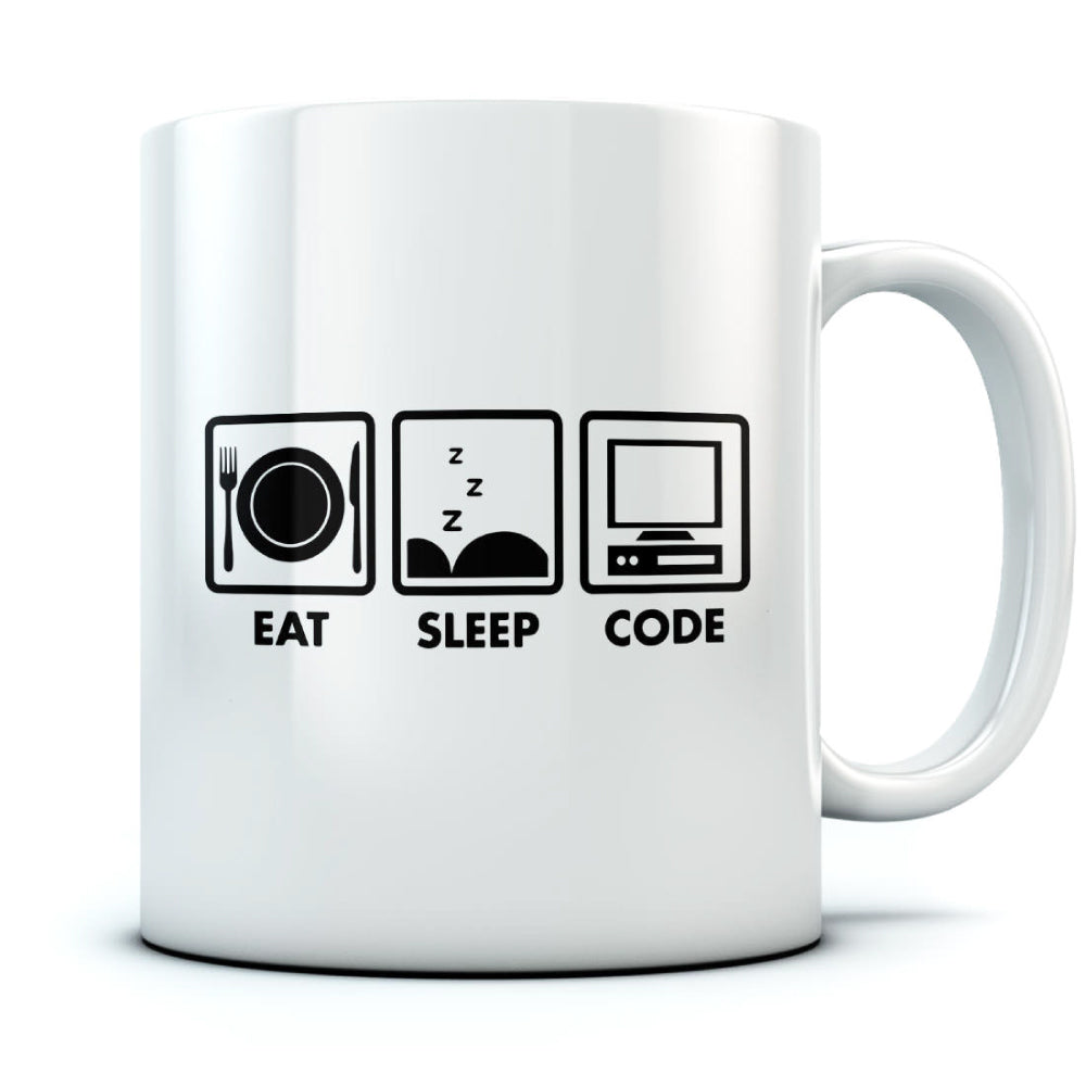 Eat Sleep Code - Funny Programmer Gift Idea Mug - White 3