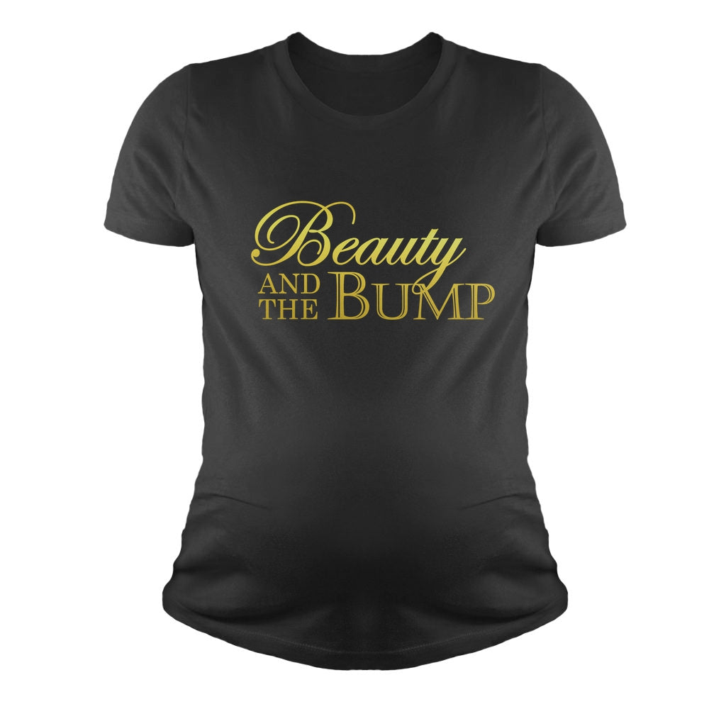 Tstars Beauty and The Bump - Funny Pregnancy Humorous Maternity Shirt Black XXL
