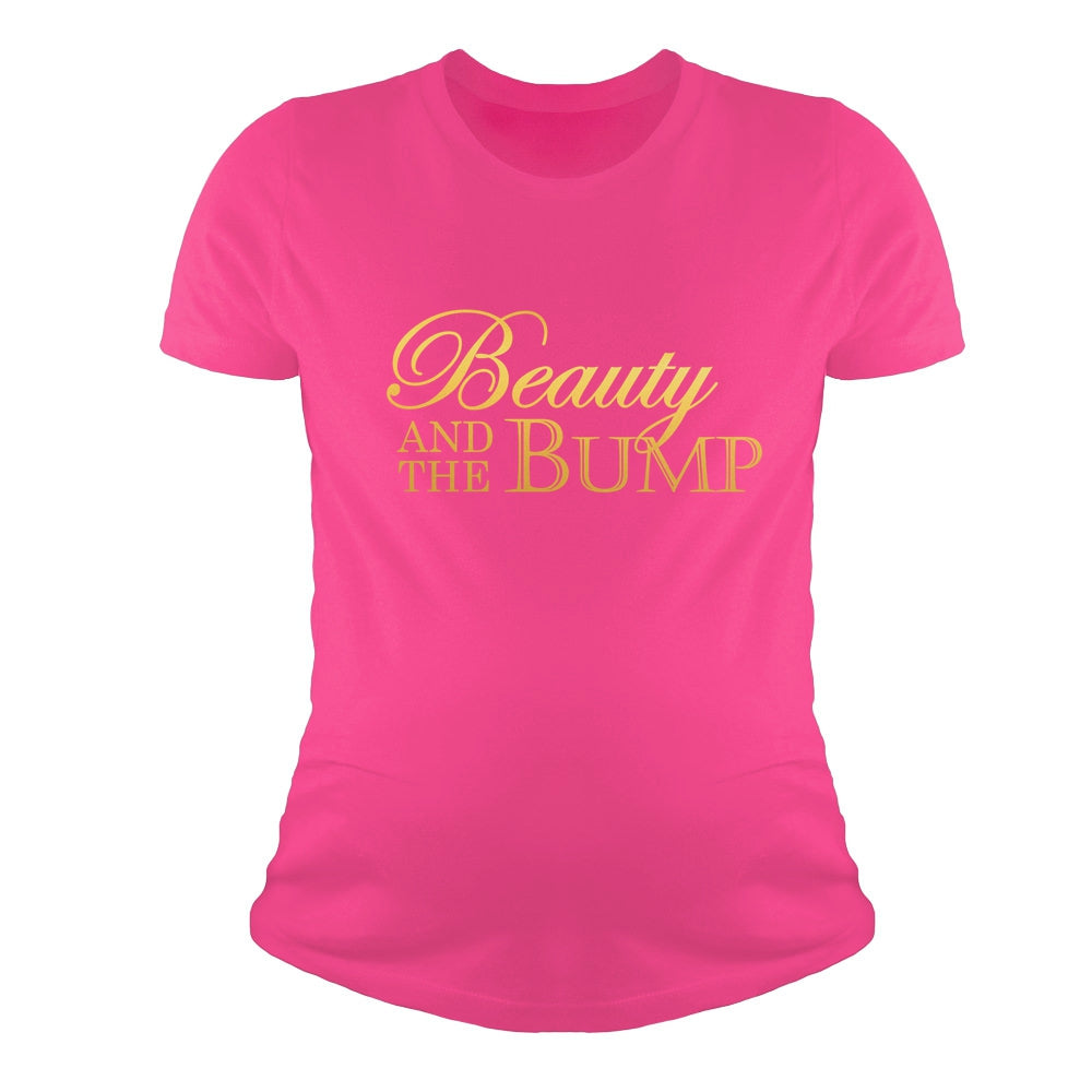 Beauty And The Bump - Funny Pregnancy Humorous Maternity Shirt - Wow pink 2