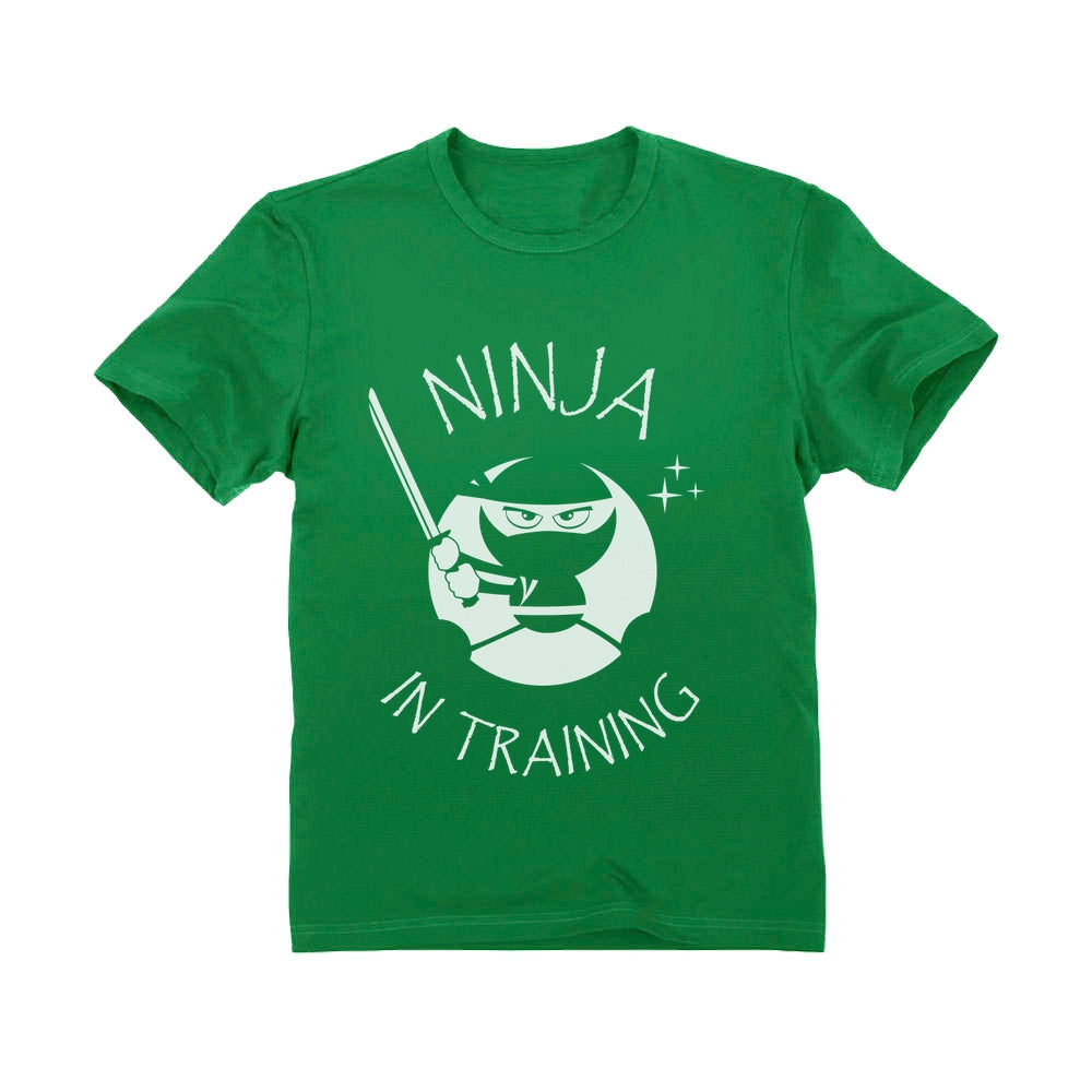 Ninja In Training Funny Cool Youth Kids T-Shirt - Green 3