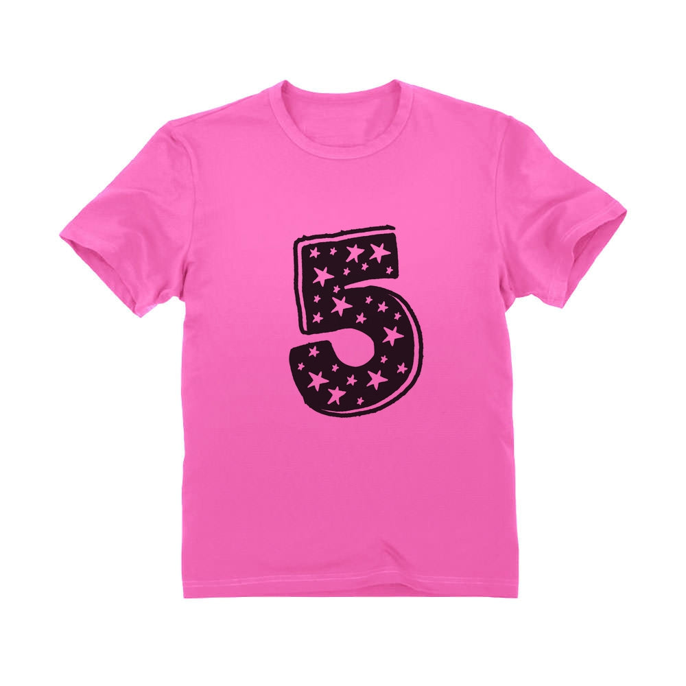 5 Kids Birthday - Superstar 5 Years Old Cute Gift Idea Youth Kids T-Shirt - Pink 3
