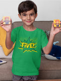Thumbnail FIVE! Fifth Birthday - 5 Years Old Gift Idea Superhero Youth T-Shirt Navy 7