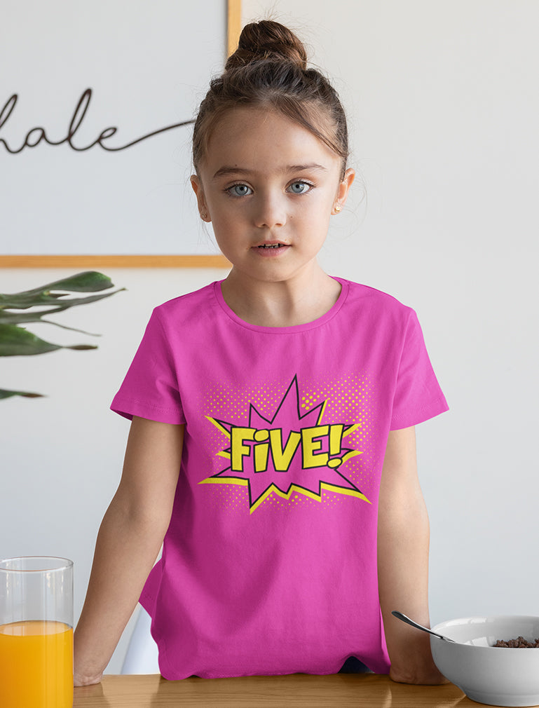FIVE! Fifth Birthday - 5 Years Old Gift Idea Superhero Youth T-Shirt - Navy 8