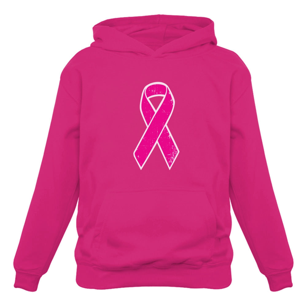 Distressed Pink Ribbon - Breast Cancer Awareness Women Hoodie - Pink 4
