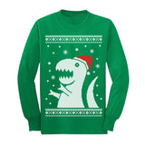 Thumbnail Ugly Christmas Sweater Big Trex Santa - Children Funny Youth Kids Long Sleeve T-Shirt Green 1