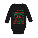 Thumbnail Cute Xmas Bodysuit - Meowy Christmas Ugly Sweater Design Baby Long Sleeve Bodysuit Black 2