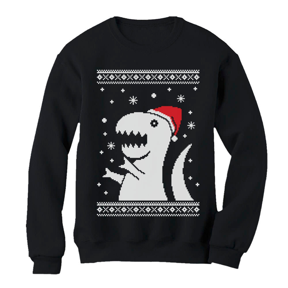 Ugly Christmas Sweater Big Trex Santa - Funny Xmas Sweatshirt - Black 2