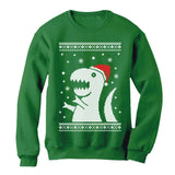 Thumbnail Ugly Christmas Sweater Big Trex Santa - Funny Xmas Sweatshirt Green 1