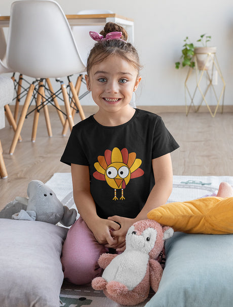 Little Turkey Thanksgiving Holiday Gift Youth Kids T-Shirt - Black 1