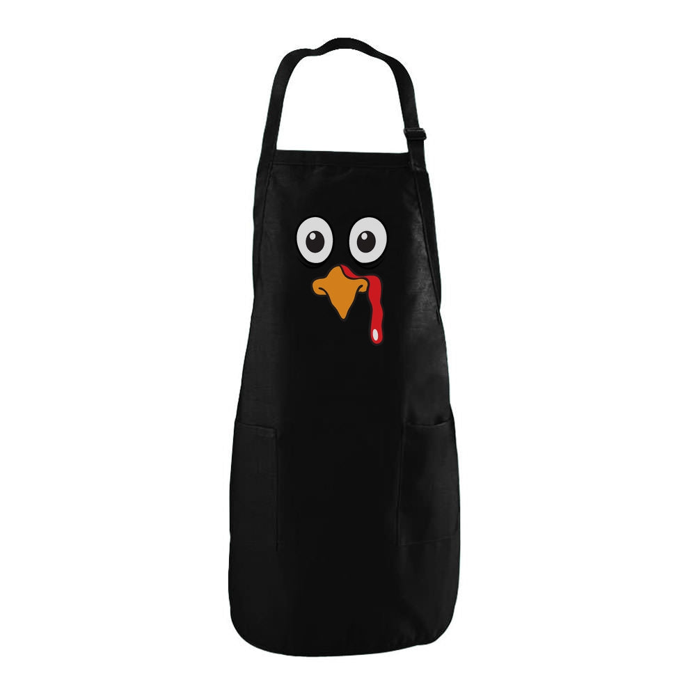 Turkey Face - Funny Thanksgiving Cooking Chef Apron - Black 3