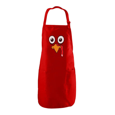 Turkey Face - Funny Thanksgiving Cooking Chef Apron - Red 1