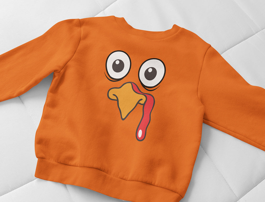 Turkey Face - Funny Thanksgiving Women Sweatshirt - Orange 4