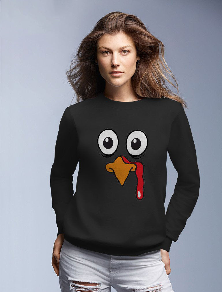 Turkey Face - Funny Thanksgiving Women Sweatshirt - Orange 5