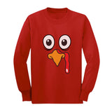 Thumbnail Turkey Face - Cute Little Turkey Youth Kids Long Sleeve T-Shirt Red 2