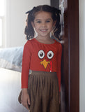 Thumbnail Turkey Face - Cute Little Turkey Youth Kids Long Sleeve T-Shirt Red 3